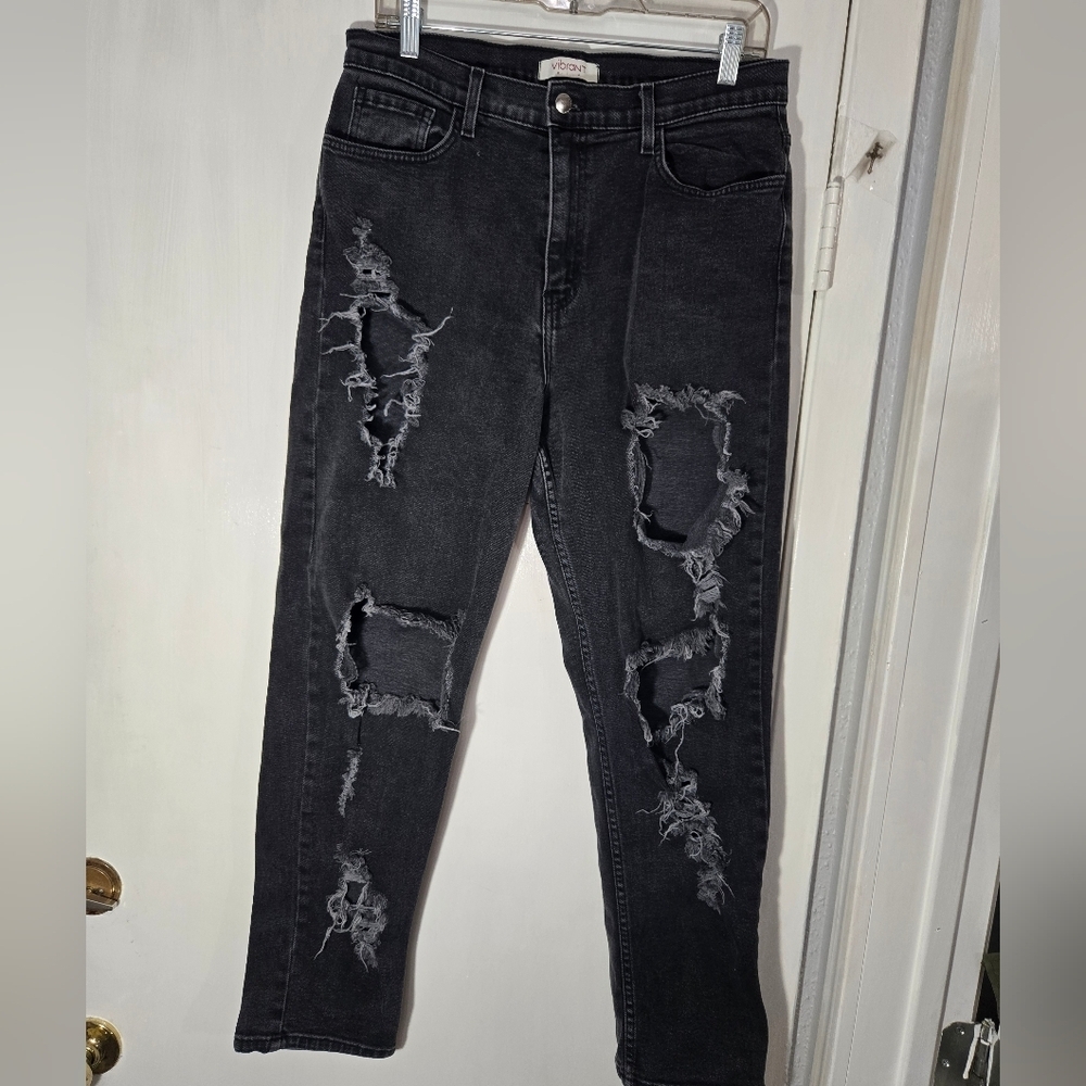 Vibrant MIU Jeans Junior Size 15 Or 31 Washed Black Look